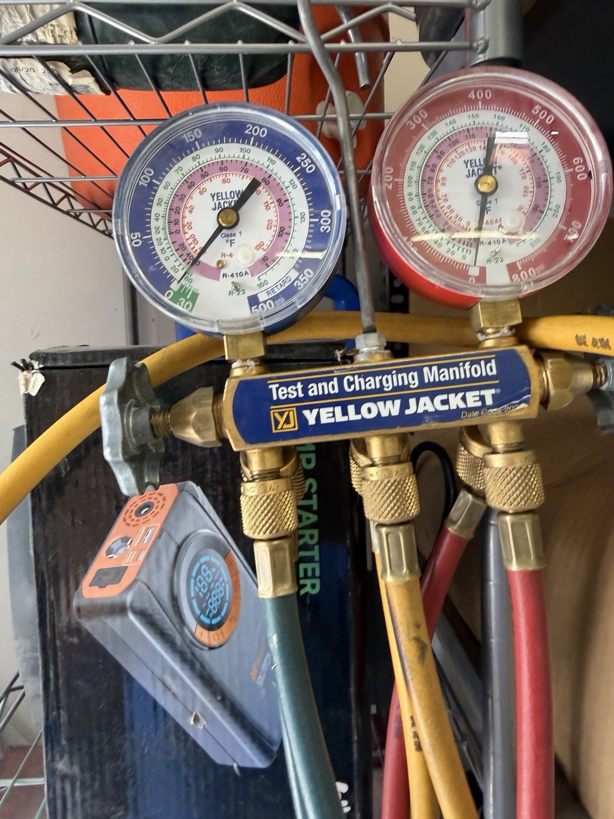 HVAC Combo: Fieldpiece MR45 Recovery Pump & Yellow Jacket A/C Gauges With Hoses