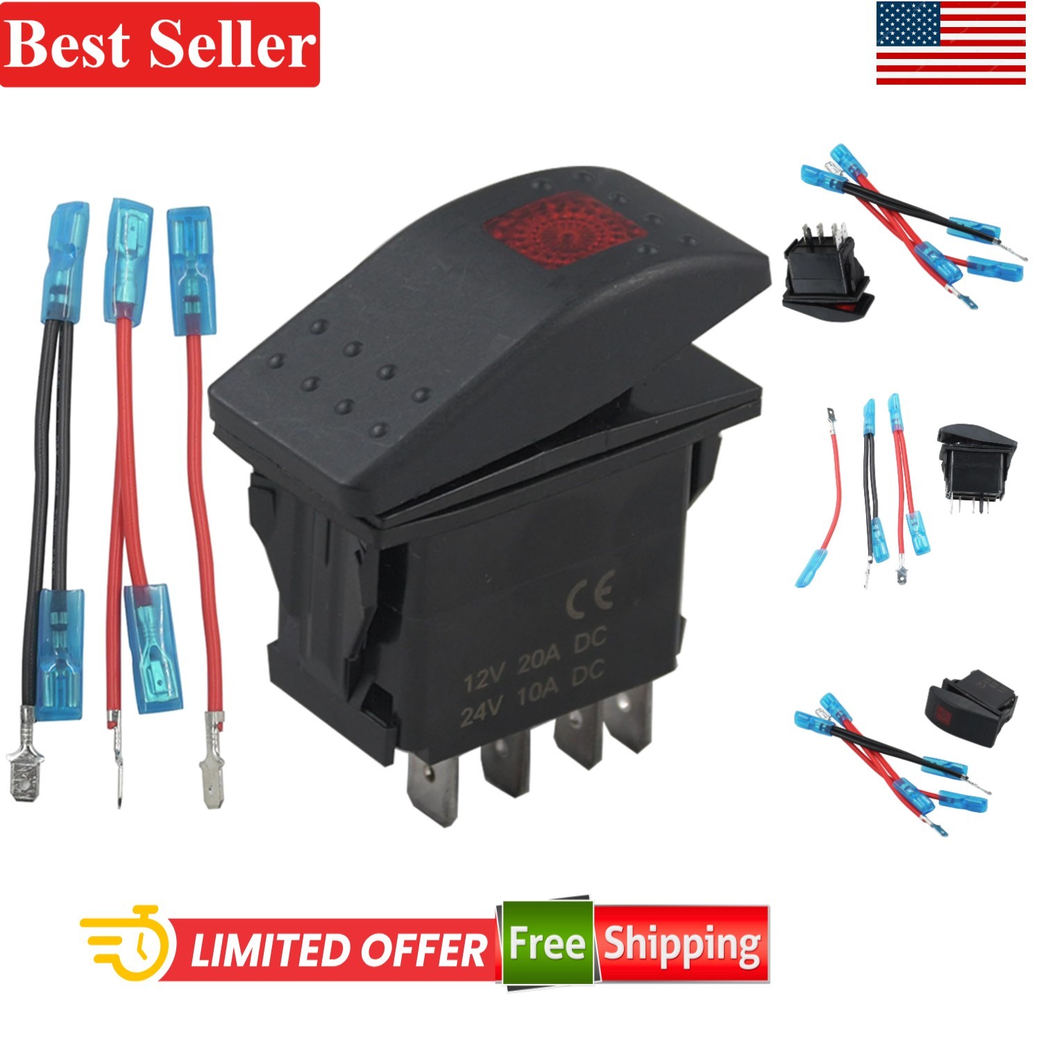 Rocker Switch Compatible with Onan Cummins RV Generator 12V 20A 24V 10A On-Off