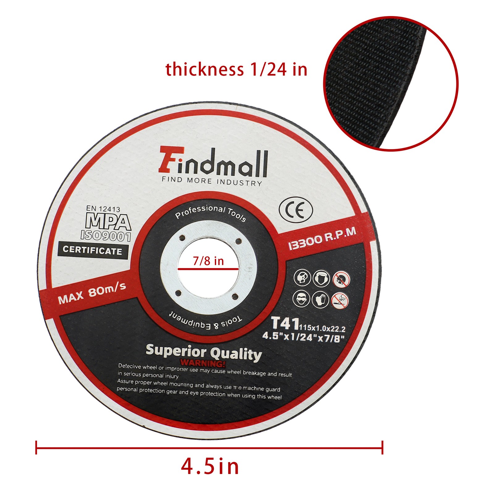 50 Pack Cut Off Wheels 4-1/2 inch Thin Metal & Stainless Steel Cutting Wheel