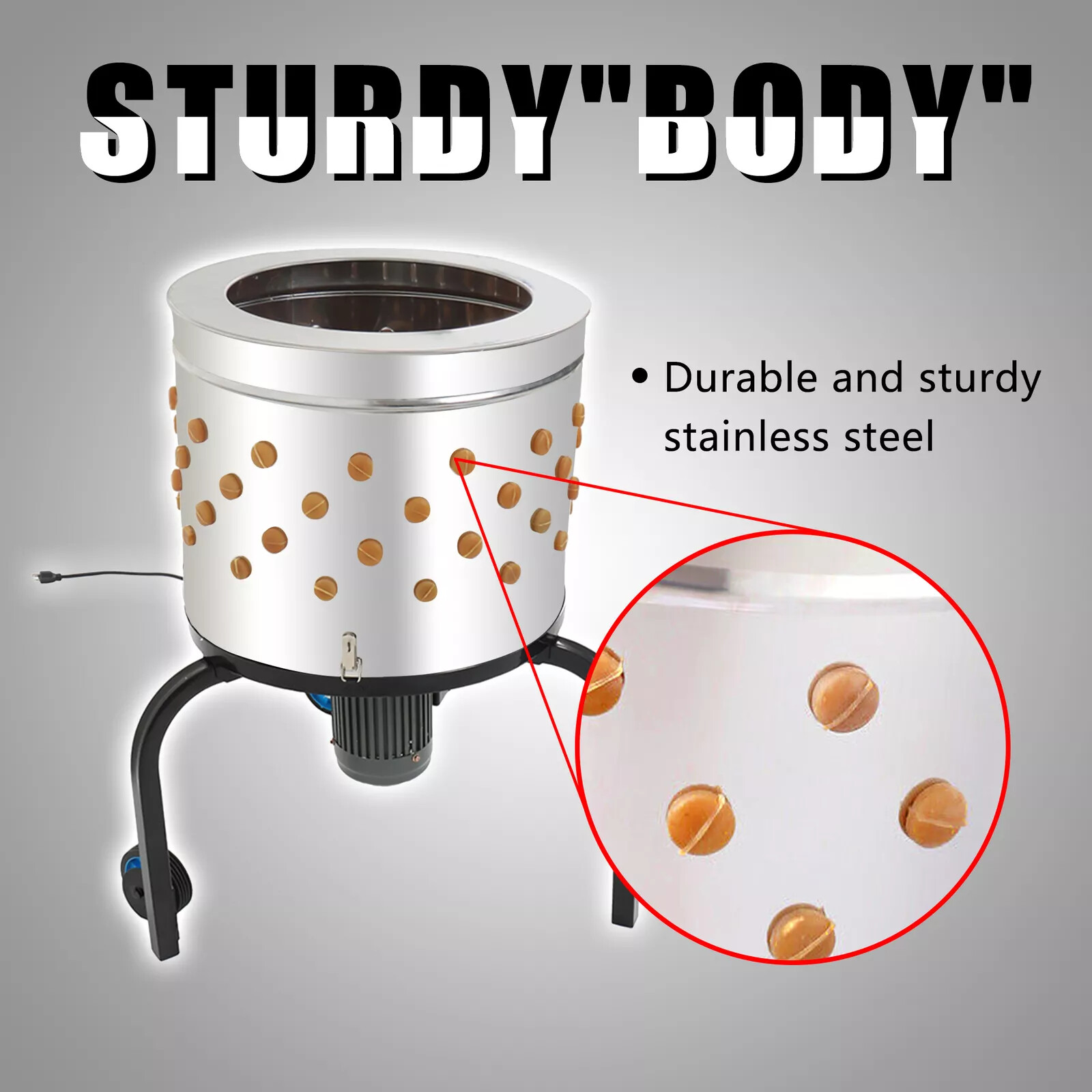 Chicken Plucker Machine Feather Plucker Stainless Steel Drum 280RPM Motor