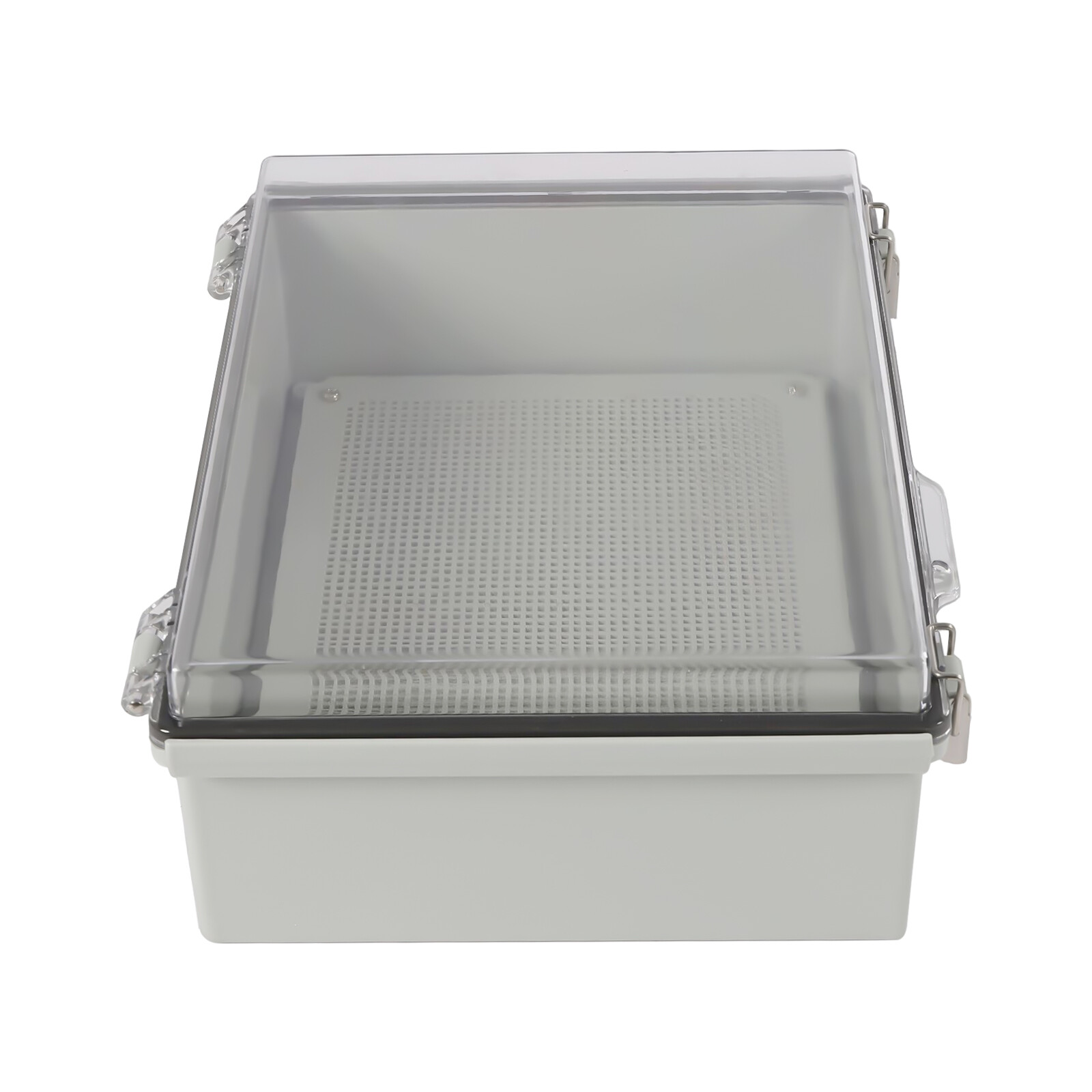 Wall Mount Hinged Cover Junction Box with Stainless Steel Latch and Clear Lid