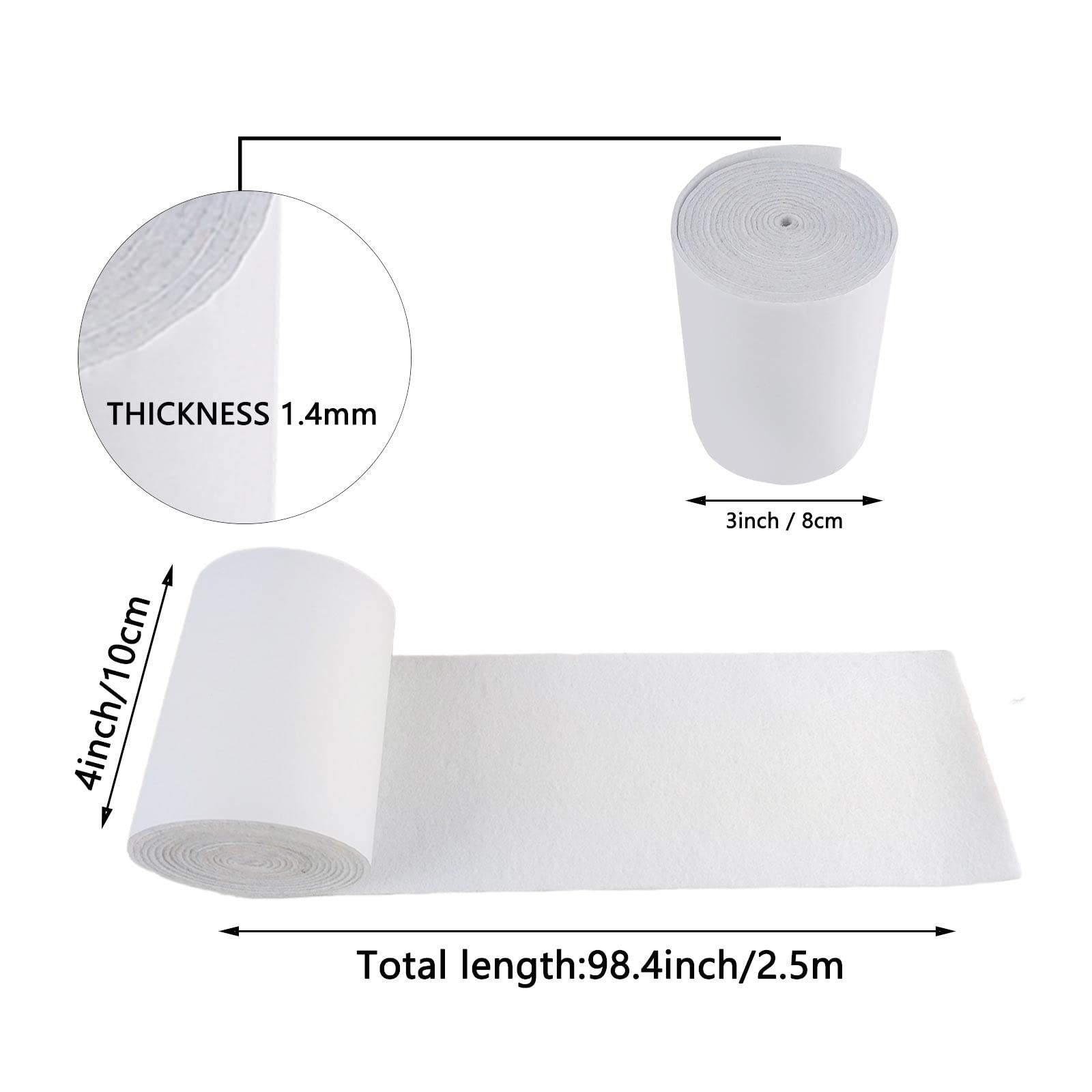Jtnohx 2 Rolls Self Adhesive Felt Fabric, 4″ x 98.4″ Soft Sticky Felt Strips,…