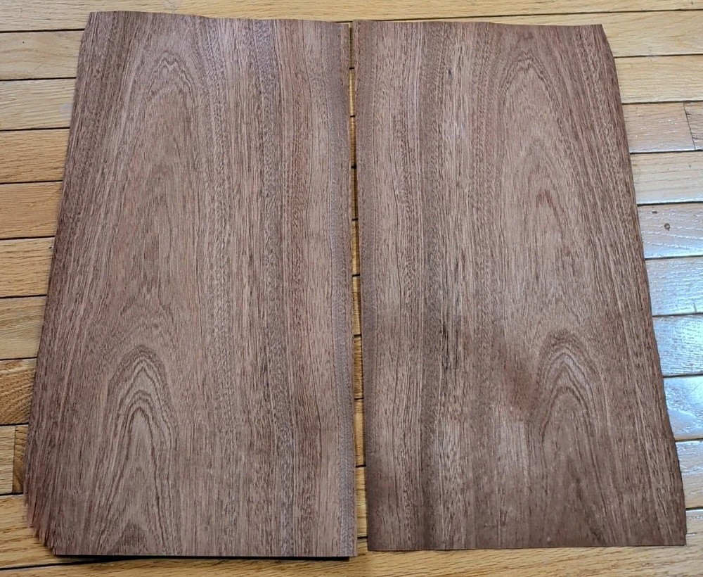 Sapele mahogany wood veneer 2 pieces 10 1/2″ x 21″ each 1/42″ raw buckled