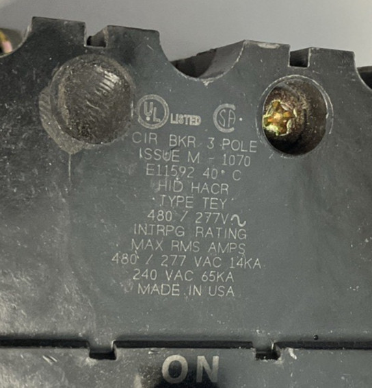 GE TEY330 CIRCUIT BREAKER 30A 480VAC 3POLE