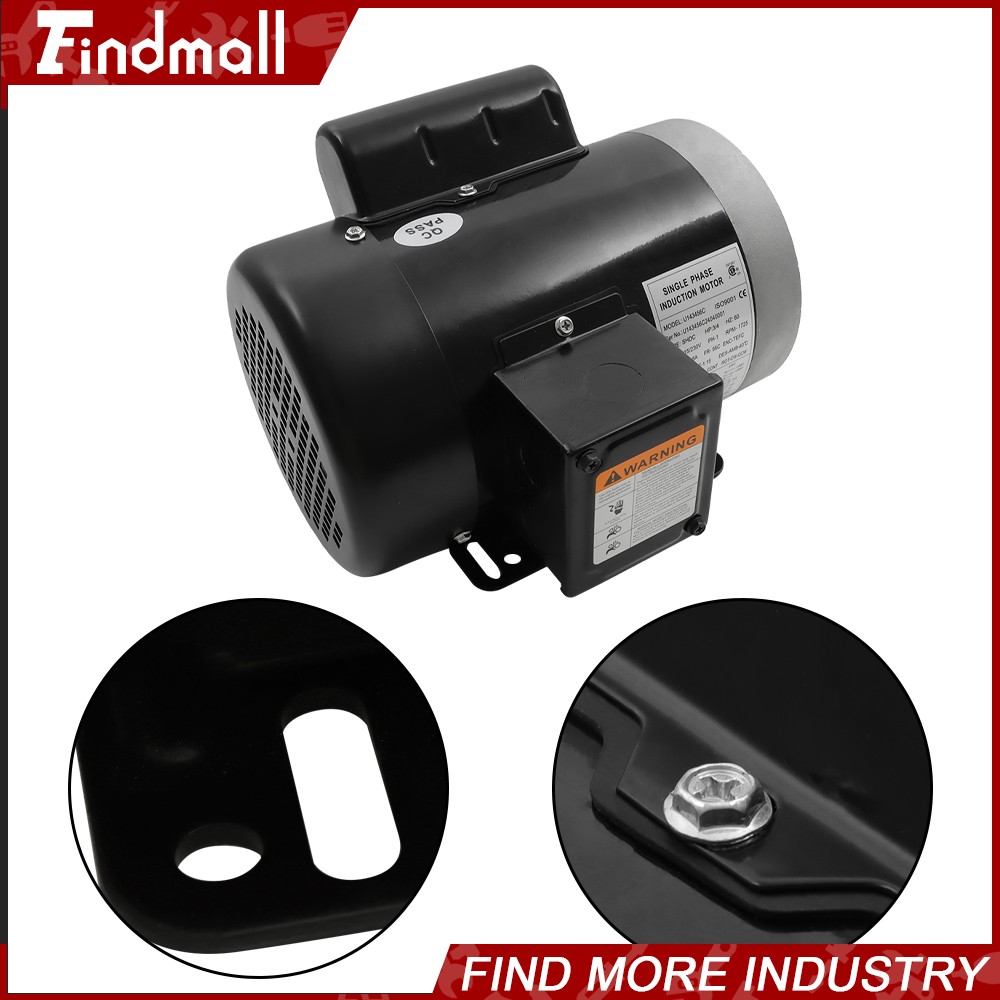 3/4 HP Electric Motor Single Phase 1725rpm 5/8» shaft 115V/230V 56C Frame