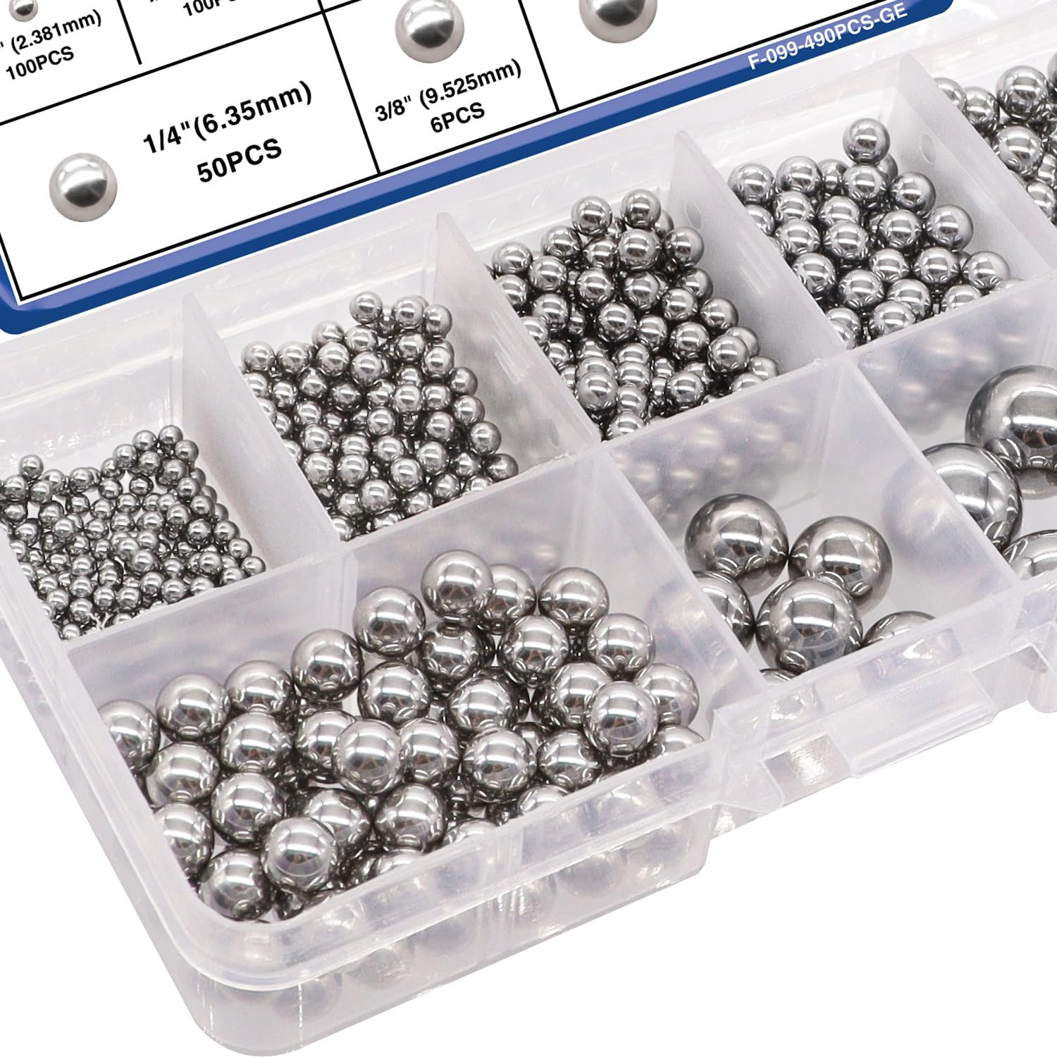 490PCS Precision Steel Ball Assortment Kit 8 Sizes Bearings Hardware Set