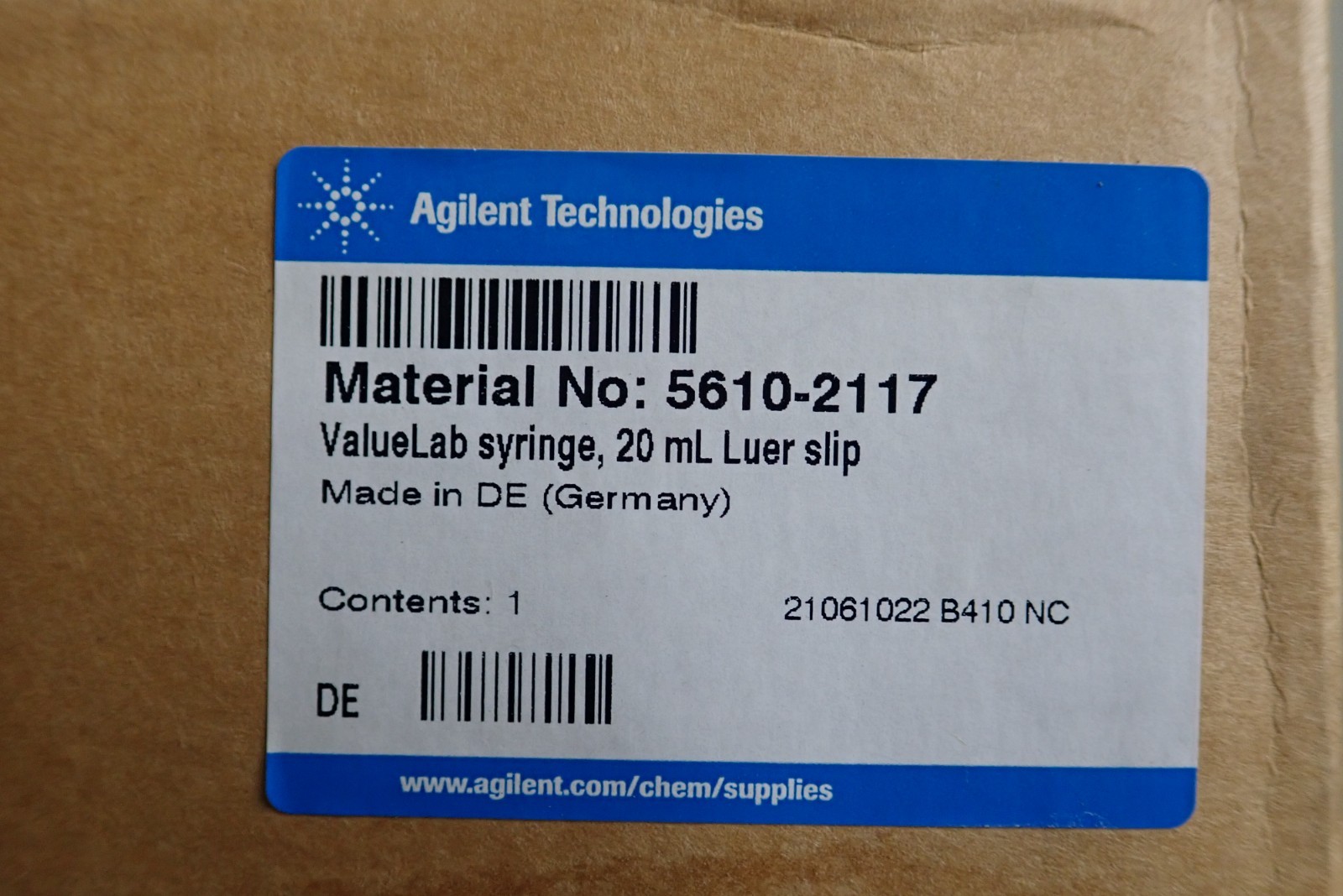 Agilent 5610-2117 ValueLab 20 mL, Luer, Slip, 1000 pieces, 4200-090D0 – NEW