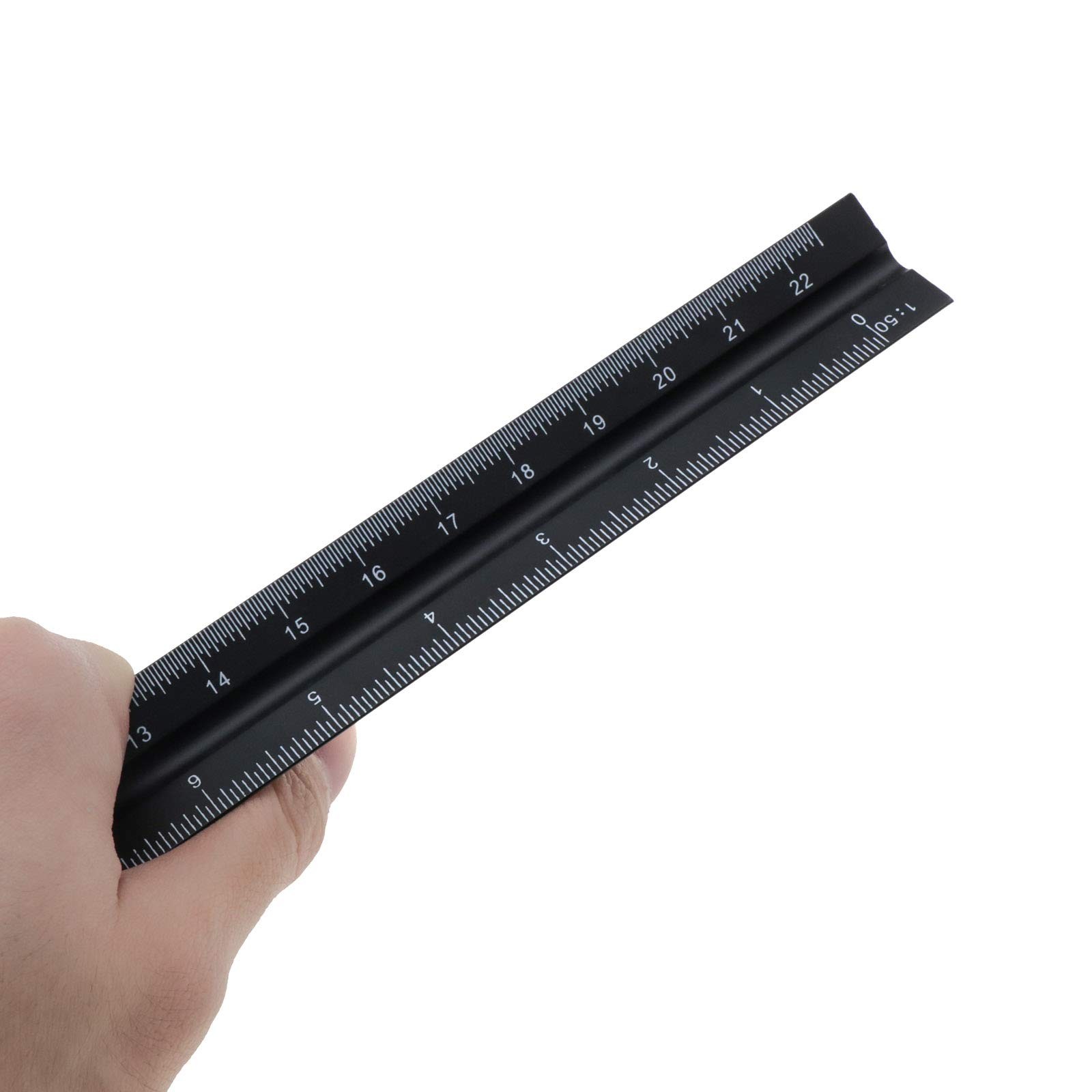 Triangular Ruler, 30 Inches, Black Aluminum Alloy, Metric Ruler 120, 12…