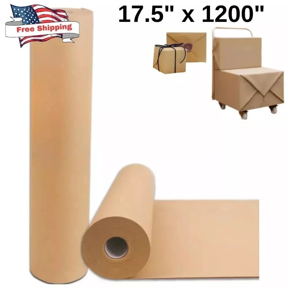 17.5″ x 1200» Brown Kraft Paper 50 lb Basis Thick Roll Packaging Shipping NEW**