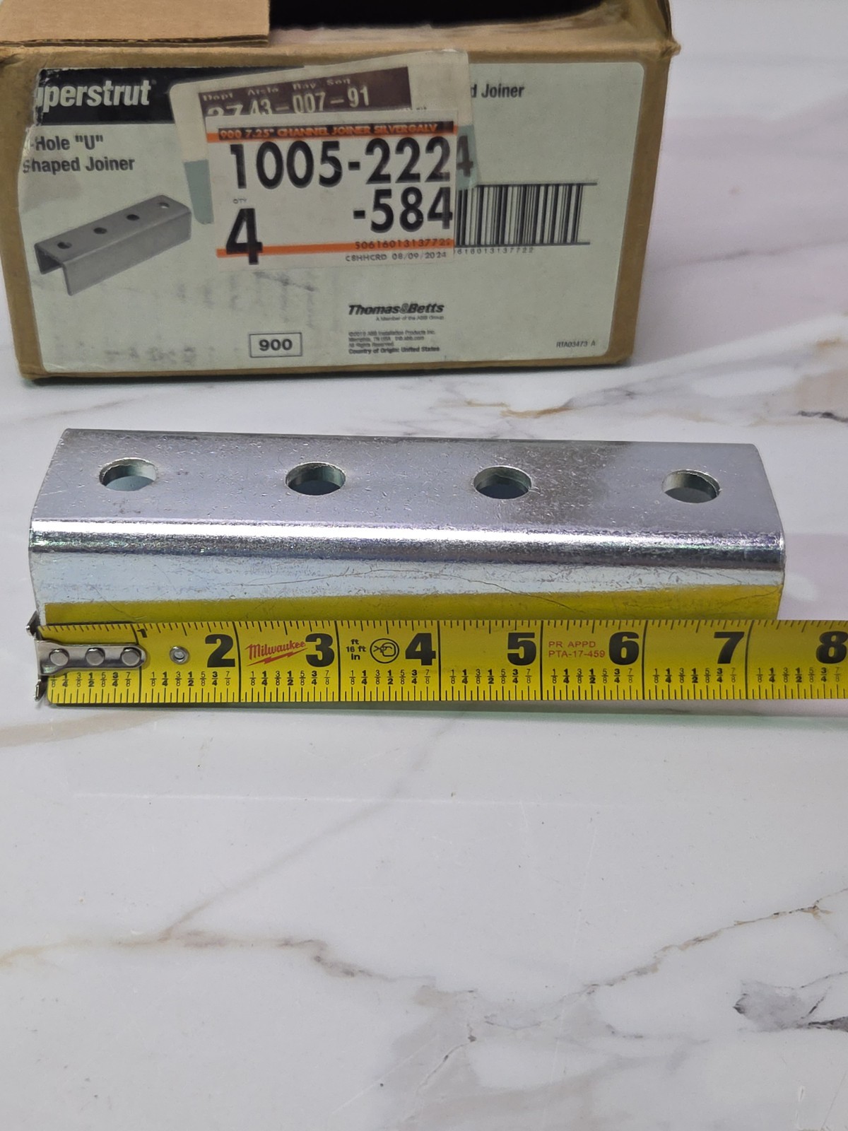 Thomas & Betts A208 SuperStrut U Shape Fitting 7-1/4in. X 2-1/8in. X 1-7/8in.
