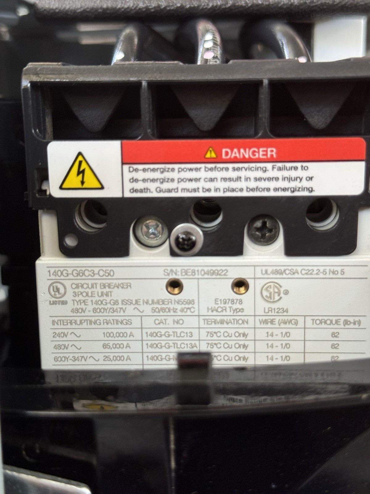 Allen Bradley 2193FZ-AKB-35TGMZ 125AF/50AT 480V MCC Feeder Bucket