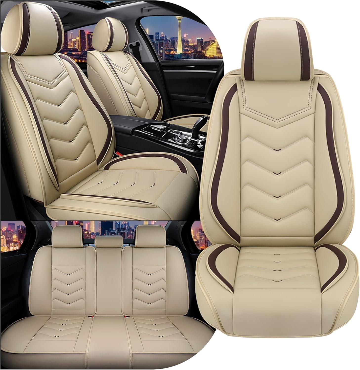 Seat Covers for Subaru Crosstrek 2016-2026 Nappa Leather Sport Beige 5 Seats Set