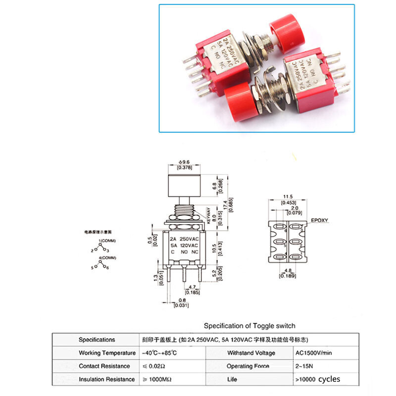 Toggle Switch 2/3/4/6/9/12 Pin 2 3 Position for Boat Car Dashboard Model Railway