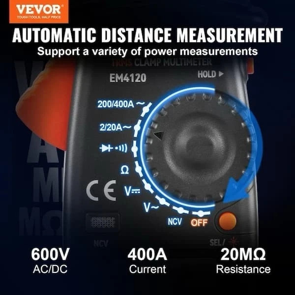400 Amp Digital Clamp Meter DC/AC Multimeter True RMS Auto Ranging 2000 Max Read