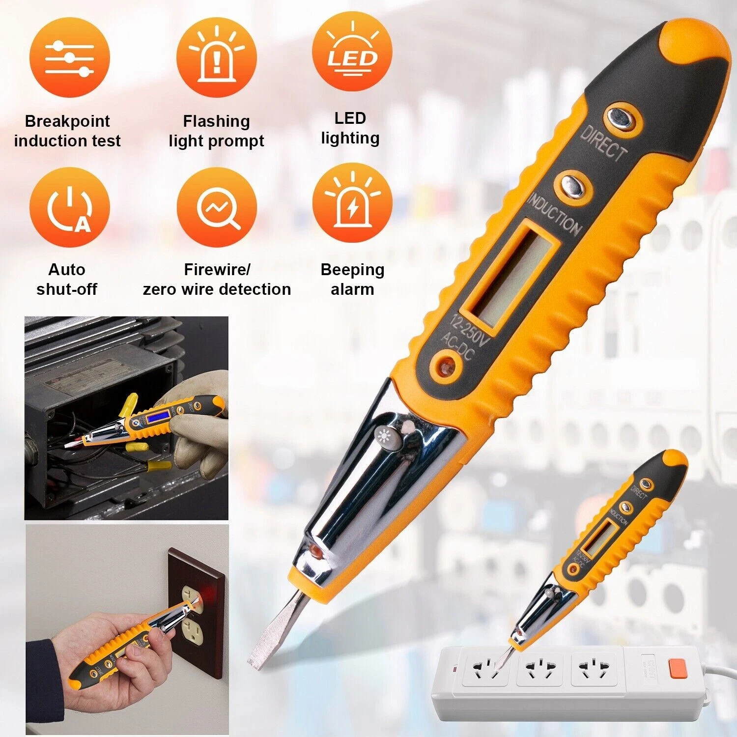 Voltage Electric Tester Volt Detector Test Pen AC DC Non-Contact Sensor V12-1000