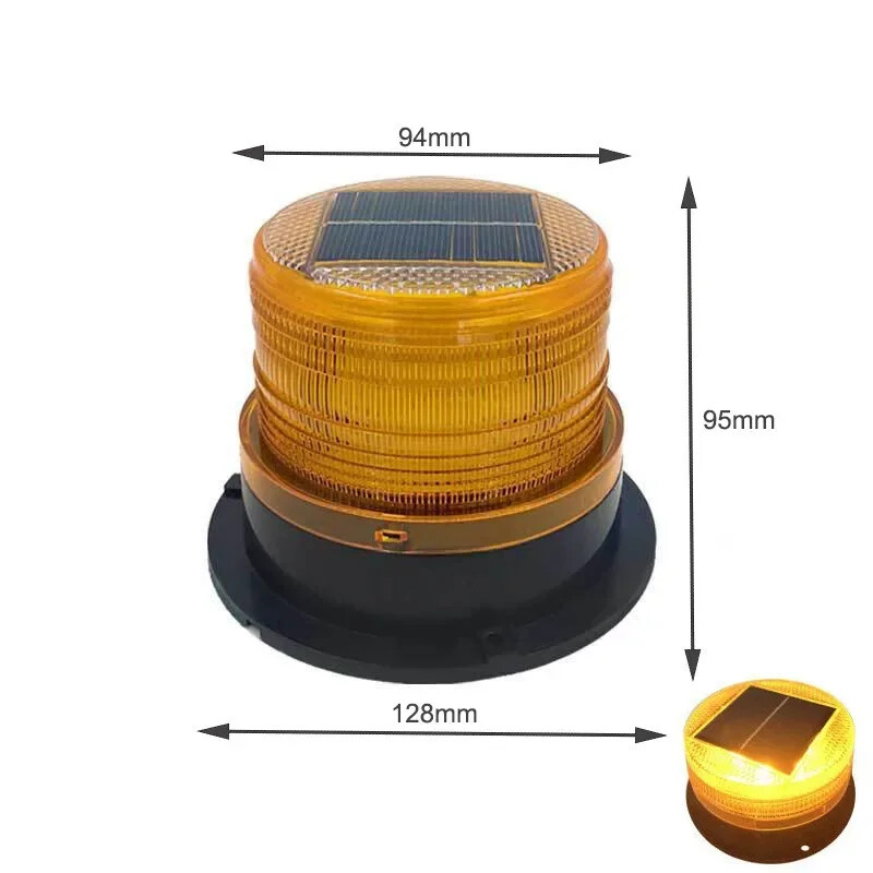 Solar Magnetic Battery Powered 18 LED Amber Warning Lights Strobe Beacon Light