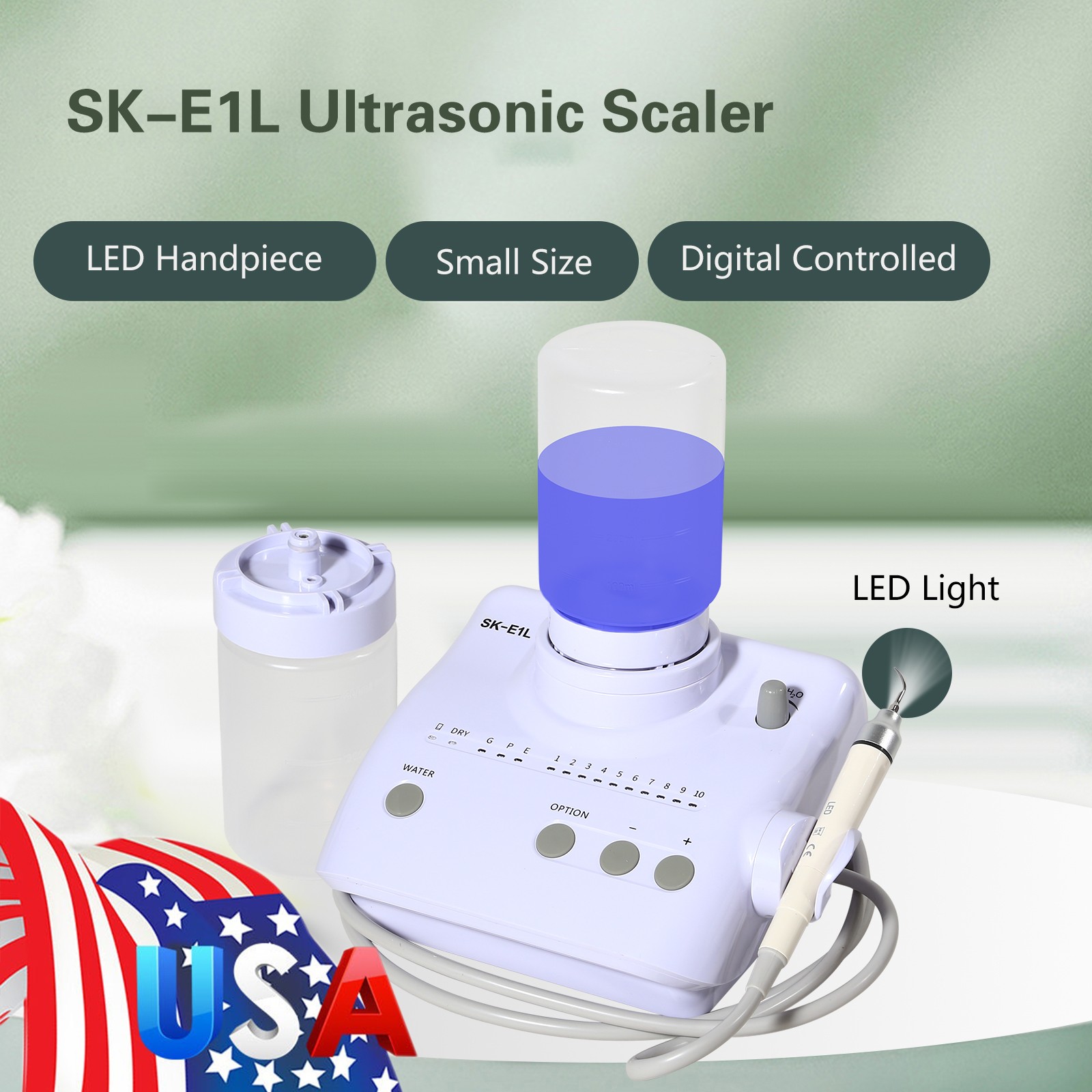 Dental Ultrasonic Scaler (LED) Handpiece 2 Bottles fit Cavitron EMS Woodpecker