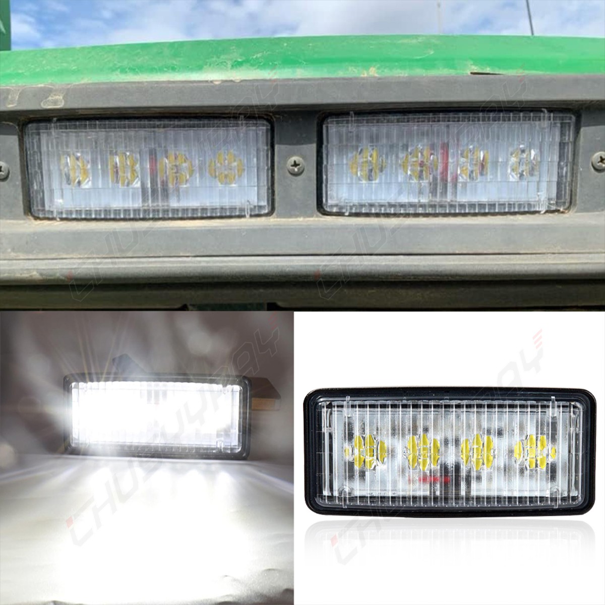 4X LED Upper Cab Lights for Deere 7210, 7410, 7510, 7610, 7710, 7810