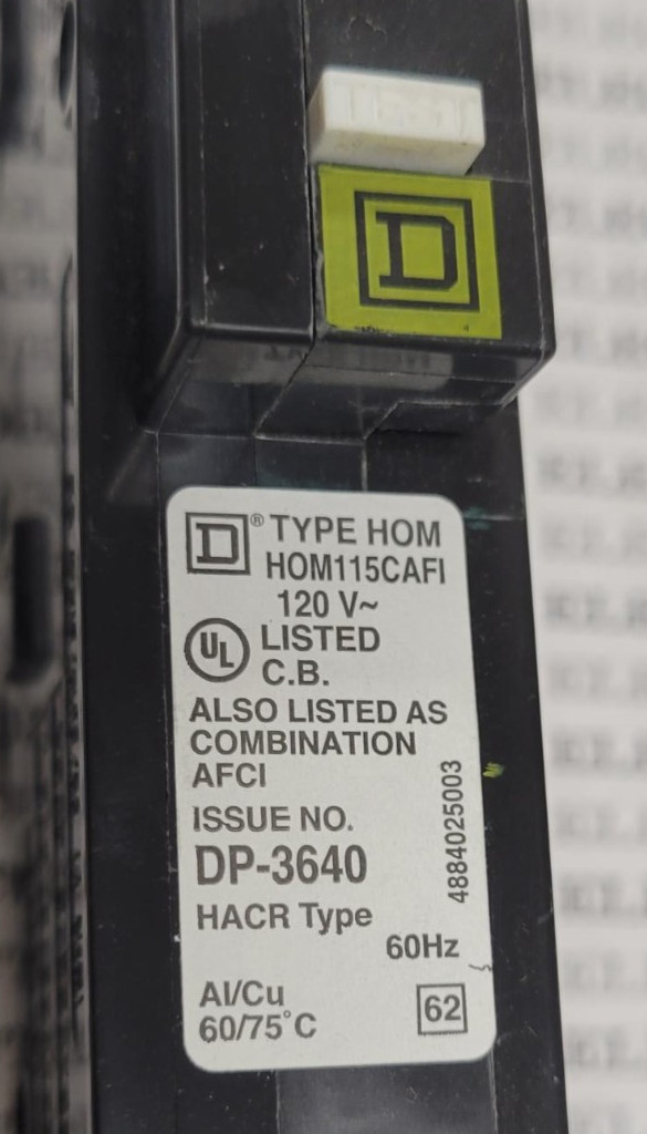 SQUARE D HOM115CAFI ARC-D-TECT CIRCUIT BREAKER AND COMBO ARC-FAULT INTERRUPTER