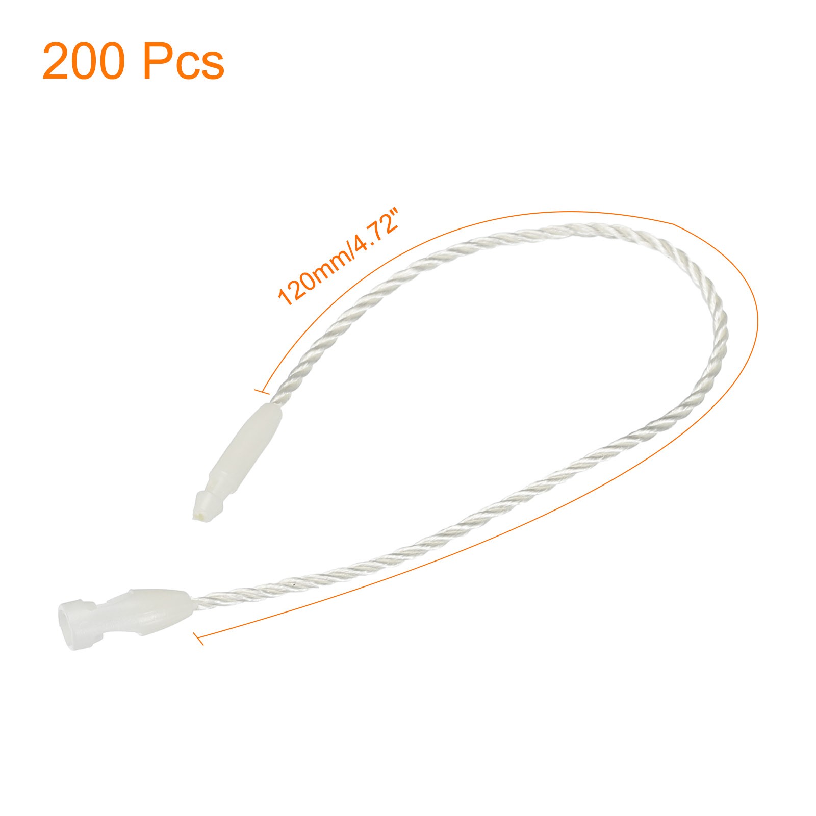 Polyester Rope Hang Tag String Snap Lock 120mm,0.9mm 200 Pcs,White