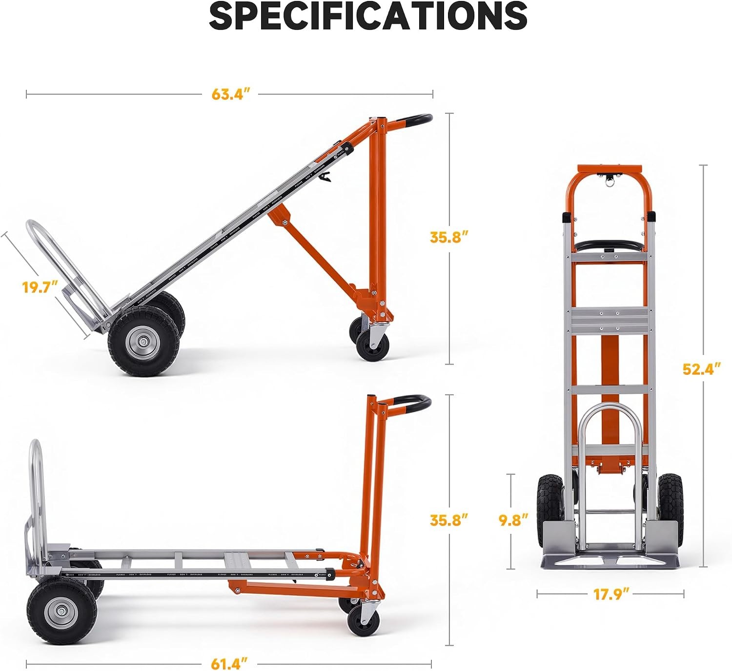 CREWORKS 3-in-1 Convertible Hand Truck, Alu Alloy Folding Hand Truck Dolly, Used