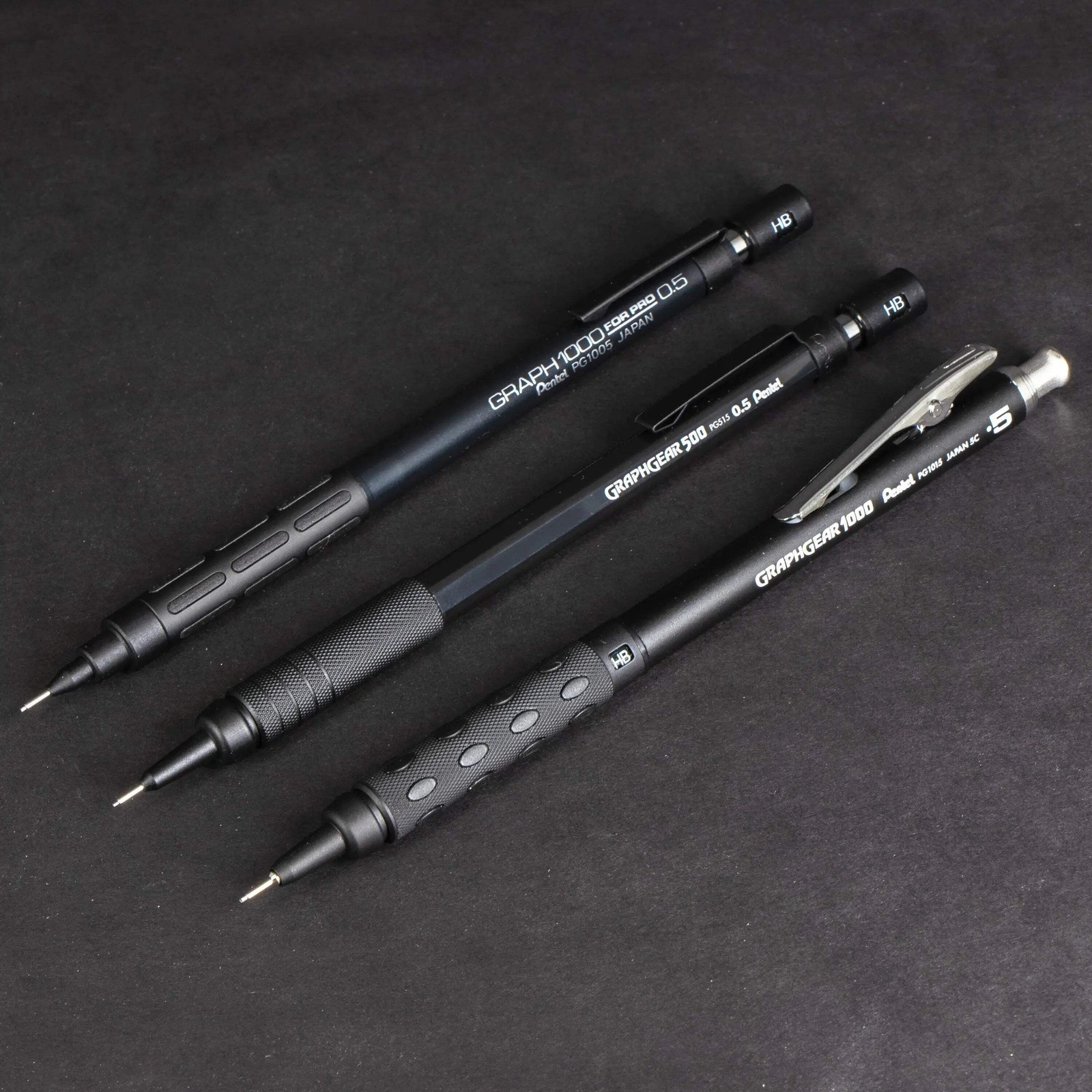 Pentel GraphGear/Graph Black Edition, Mechanical Drafting Pencils, Pentel 60th A