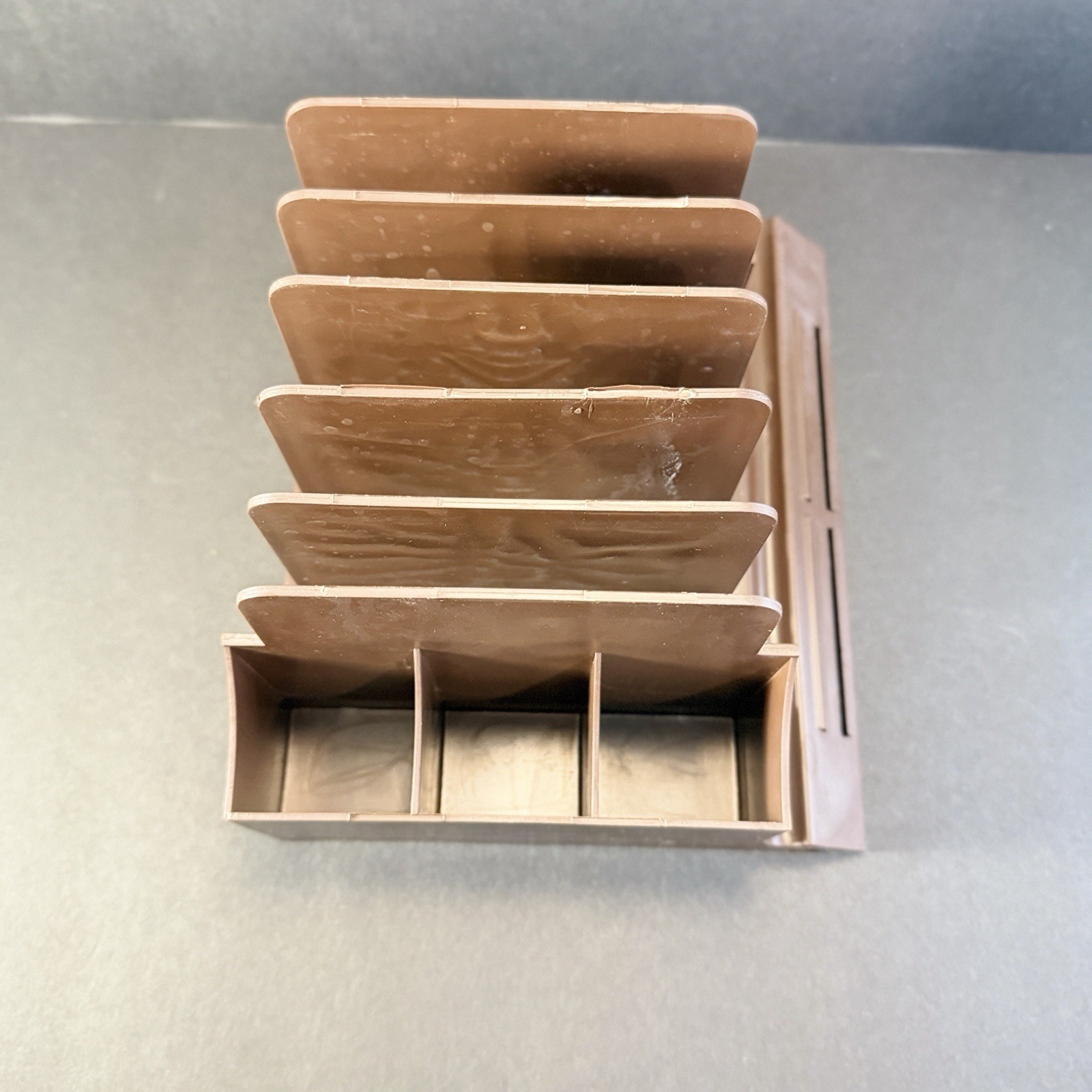 Vintage Action Industries Brown Plastic Desk Organizer Letter File Sorter 1970s