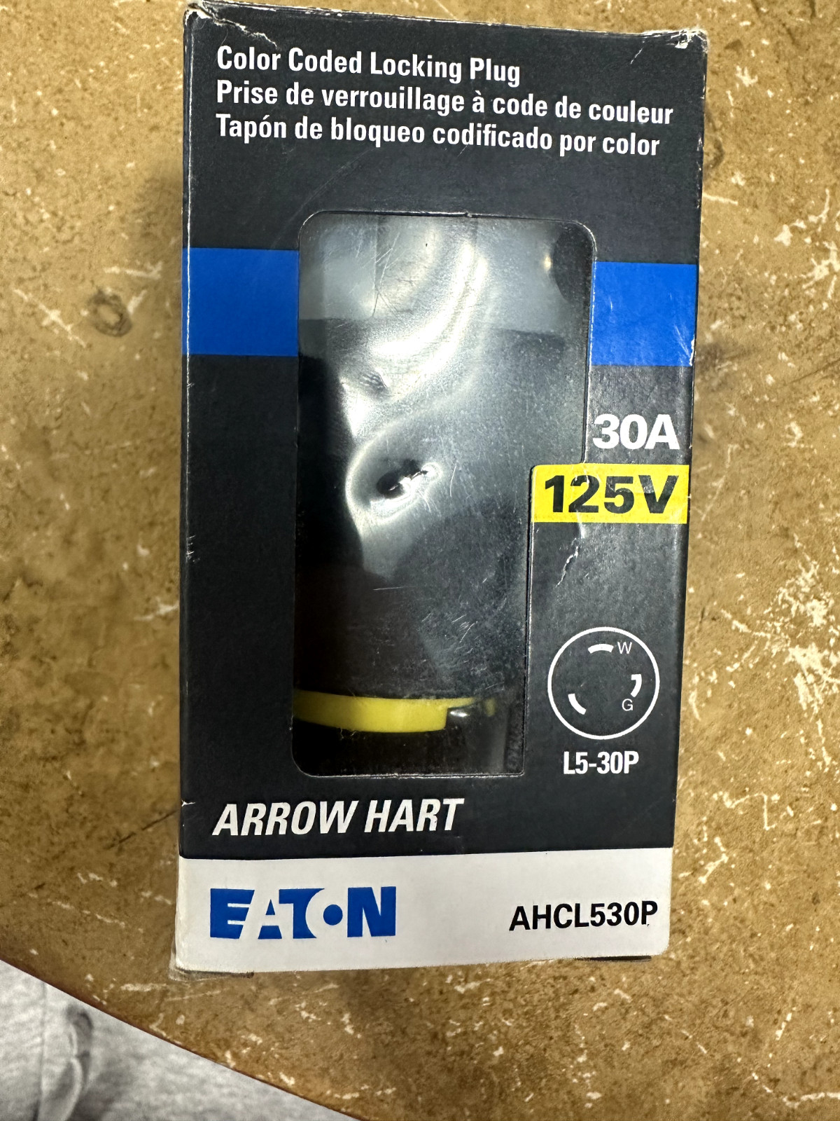 Eaton Arrow Hart AHCL830P 30A NEMA L5-30P Locking Plug Yellow Black NEW