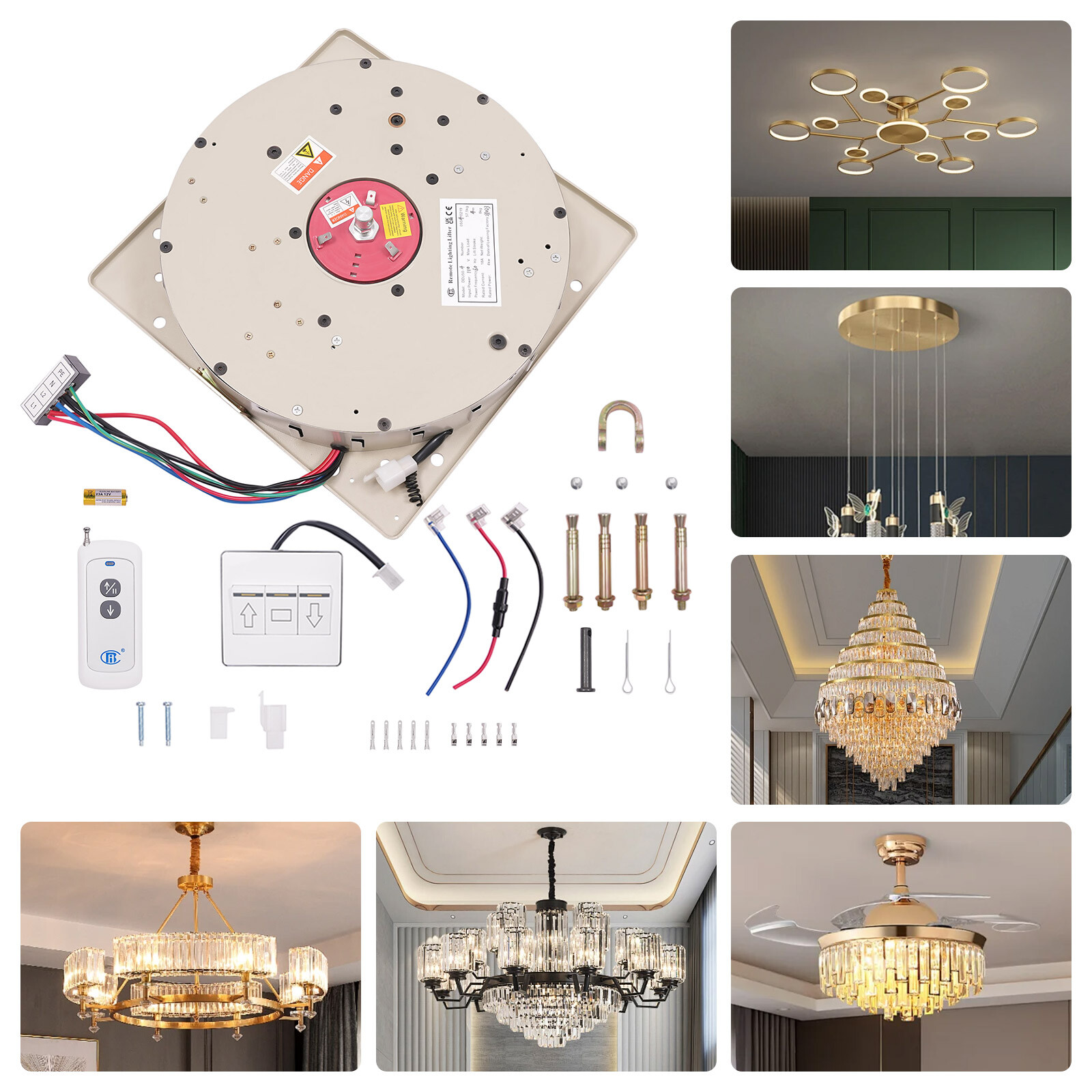 110lbs Electric Chandelier Hoist Lifter Pendant Lamp Lifting Hoist System 50kg