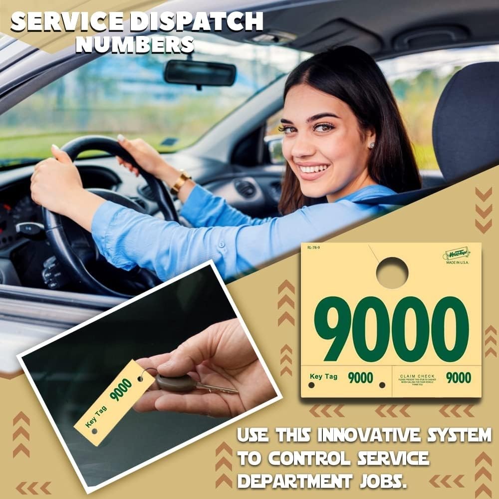 Sequentially Numbered 9000-9999 Hang Tags – 1000 Count Durable Vehicle ID System