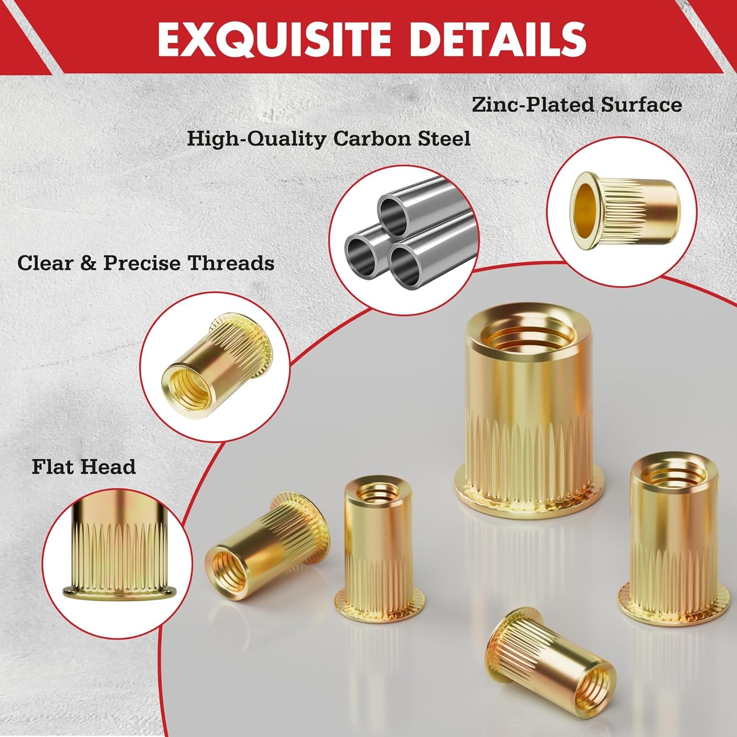 Arrow 200PCS SAE Rivet Nut Kit For Rivnut Tool Nut Setter Thread Set Nutsert Gun