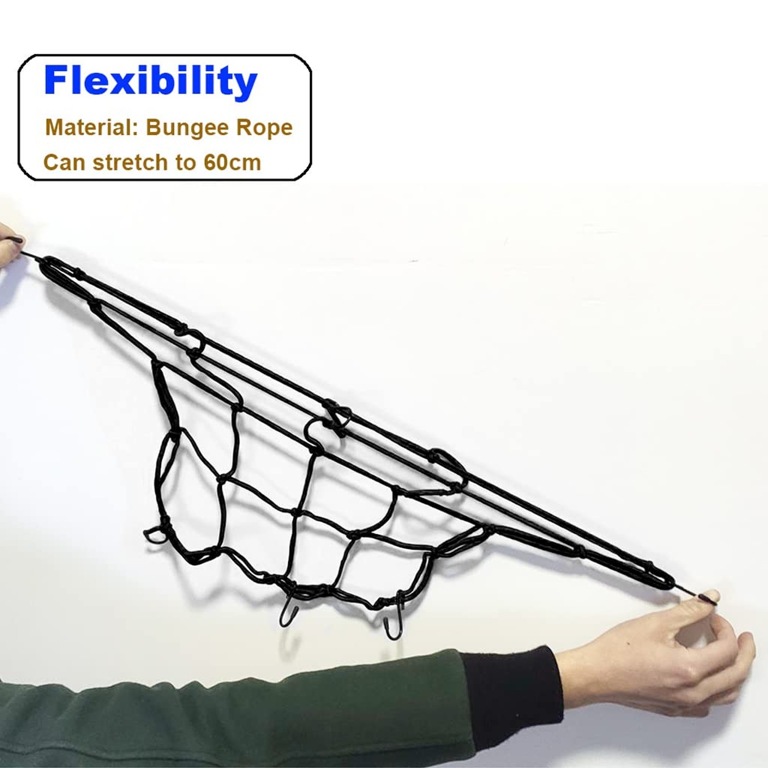 2 PCS Cargo Net,11.8 inch x11.8 inch Rack Bungee Net 6 Adjustable Hooks for B…