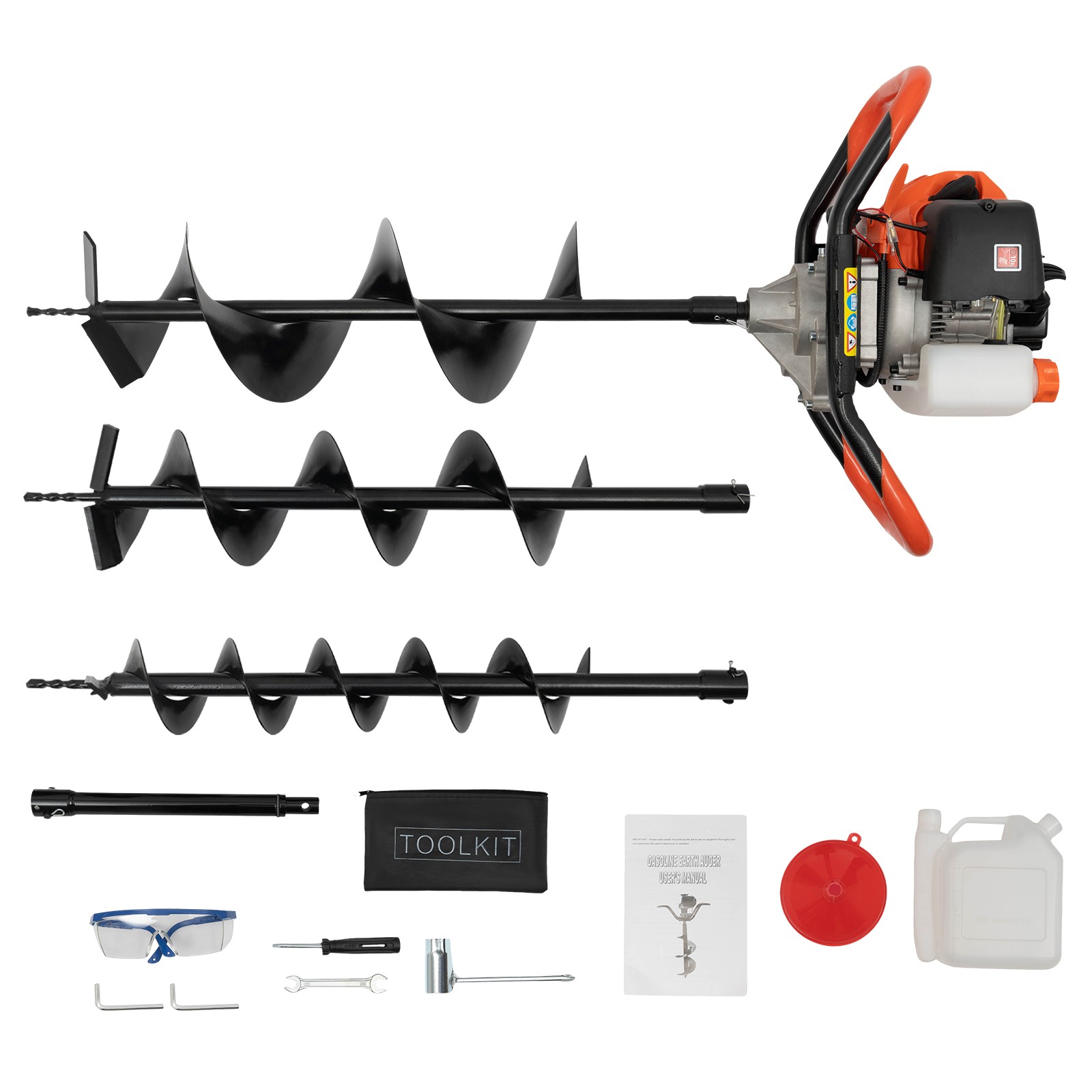 52CC Post Hole Digger Gas Powered Earth Auger Borer Ground 4″ 6″ 8″ Bits