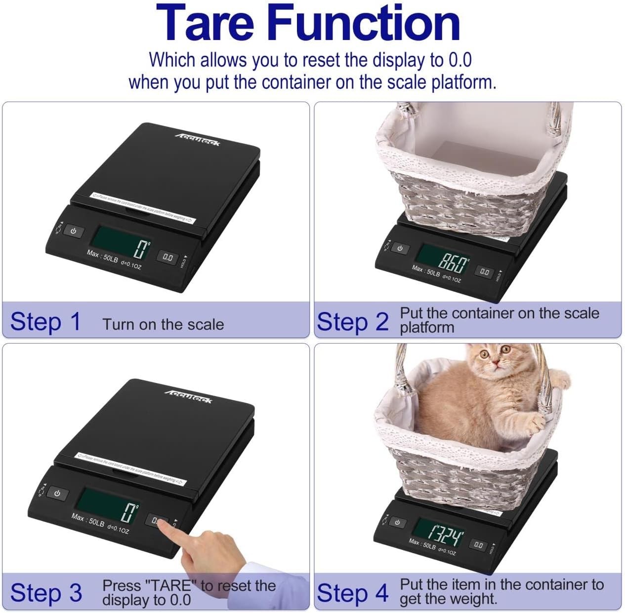 50 Lb All-In-One Black Digital Shipping Postal Scale with Adapter (W-8250-50B)