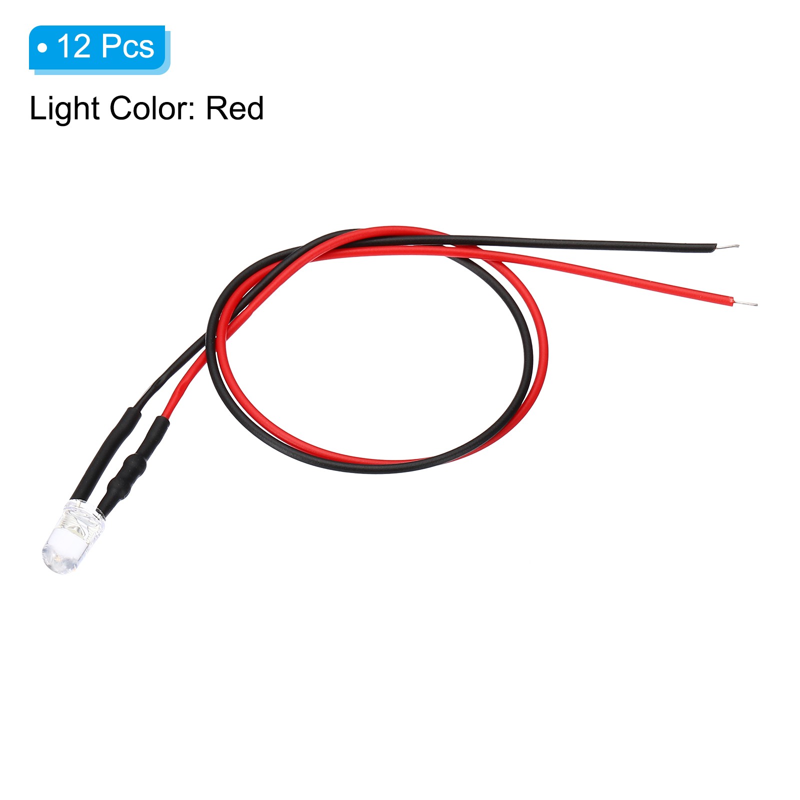 12 Pcs 3V 5mm LED Light Emitting Diodes Pre Wired LED Lamp Bulb Red Light