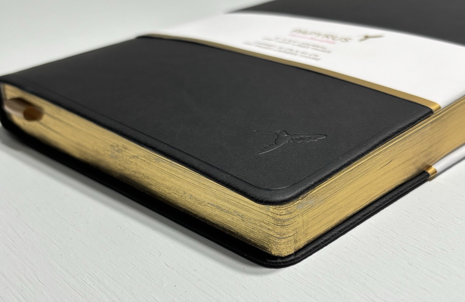PAPYRUS Black Ruled Gilded Notebook Journal 240 Ivory Lined Pages with Bookmark