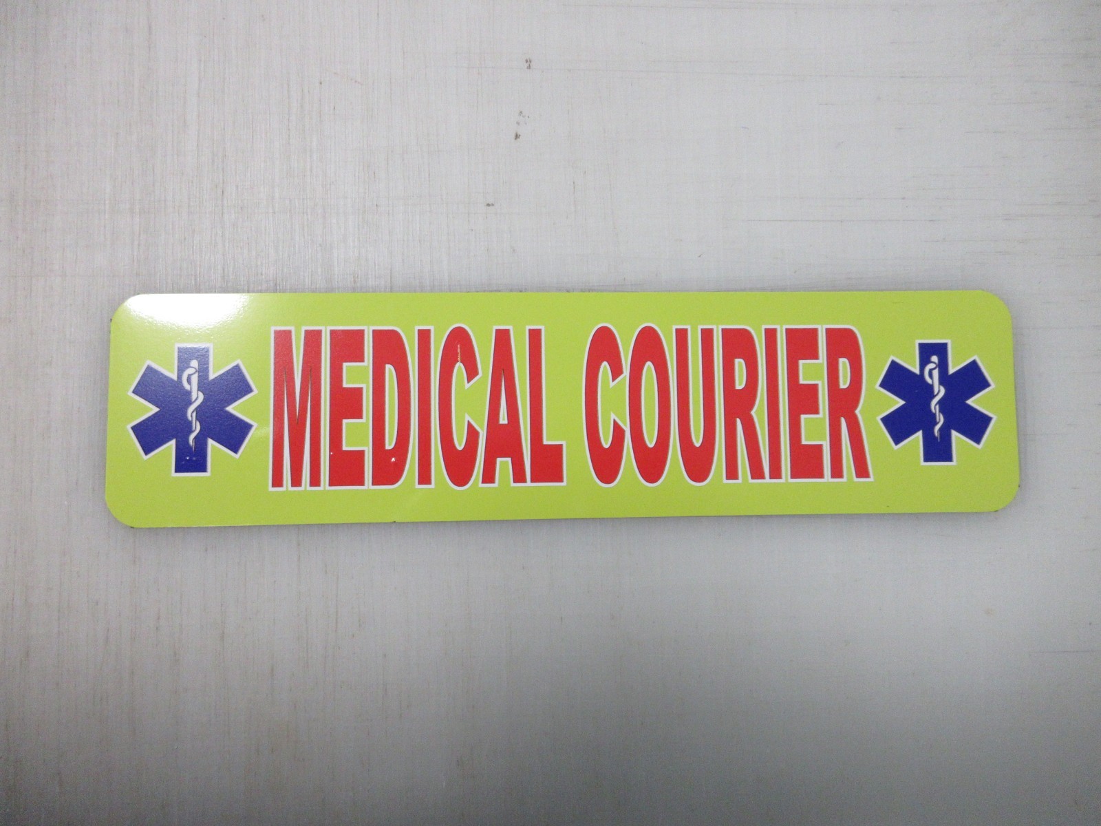 Medical Courier Yellow & Red Blue Vehicle Magnetic Sign 3″x12″ Car Truck Van SUV
