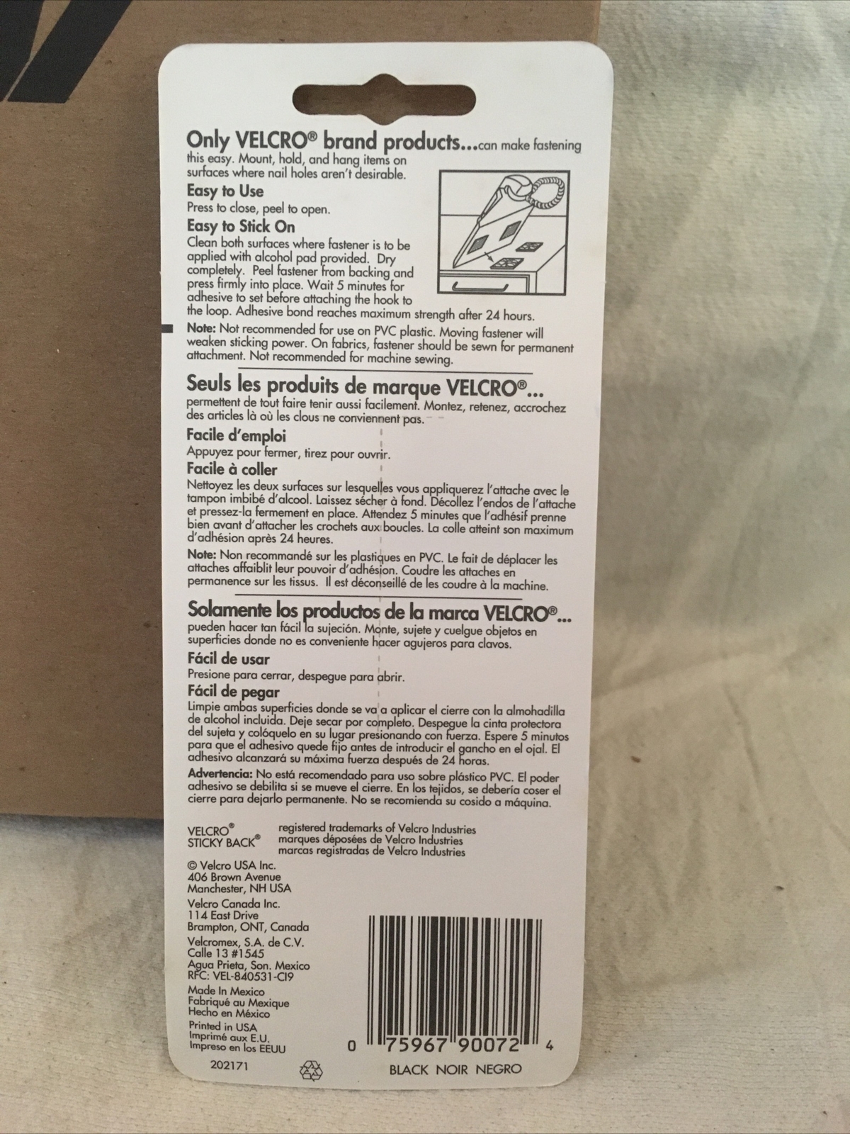 Velcro Hook & Loop Fastener 7/8″ x 7/8″ Black Square Sticky Back 90072 Lot Of 6