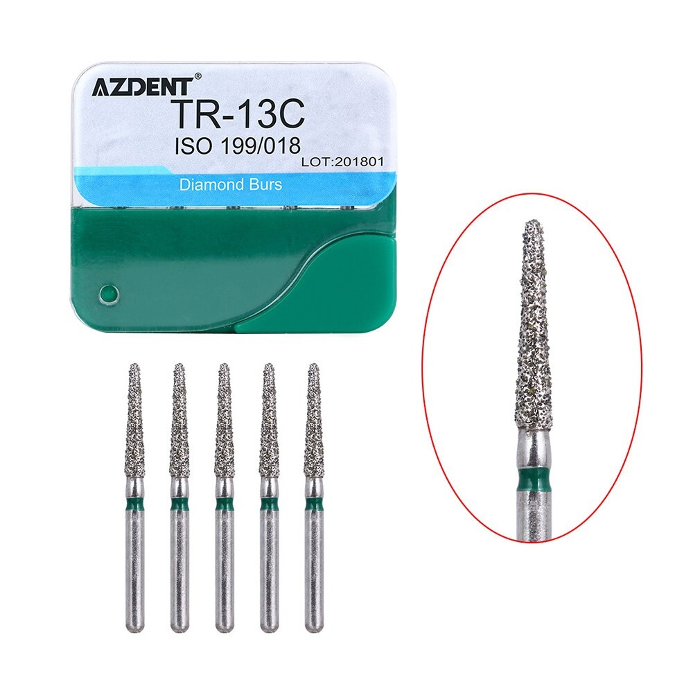 100Pcs 20 Types Dental Diamond Burs High Speed Handpiece Friction Grip AZDENT