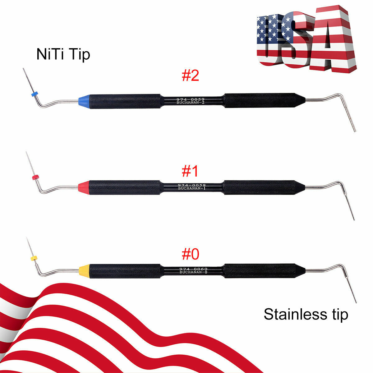 Dental Sybronendo Endo Buchanan Hand Plugger Niti Tip Fill Obturation-0,1,2