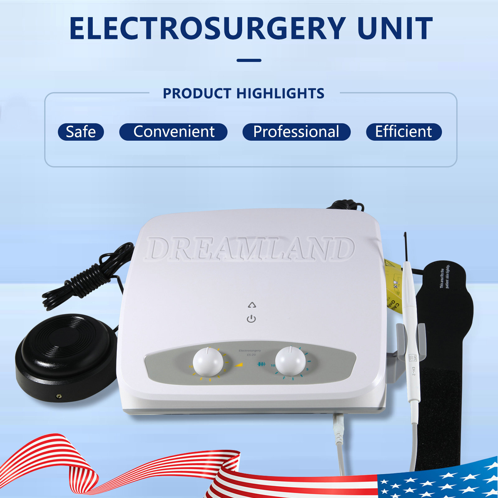 Dental High-frequency Electrosurgery Unit ES-20 Electricity Knife 7 Tips US/EU