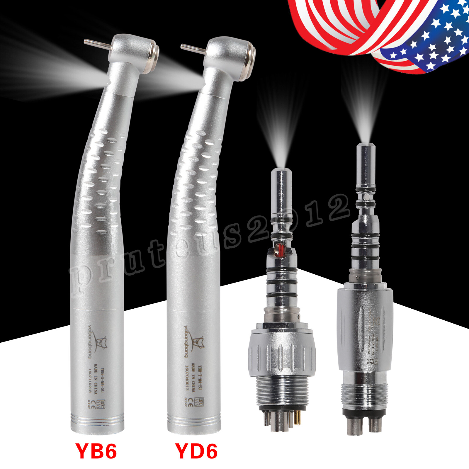 Dental Fiber Optic Handpiece High Speed with LED Quick Coupler 4/6Hole U-S