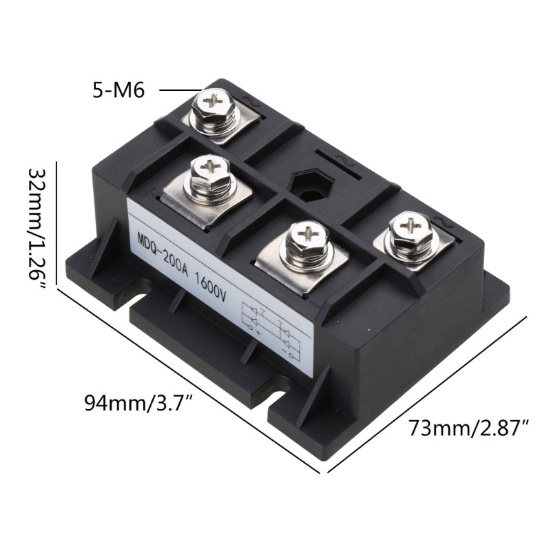 Single-Phase Diode Bridge Rectifier 200A 1600V Copper Base High Power AC to for