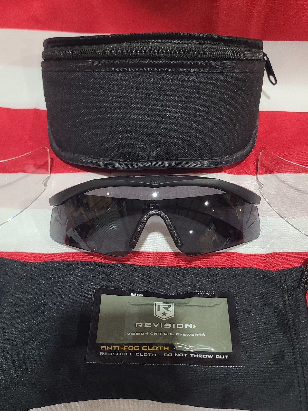 Revision Sawfly Smoke & Clear Anti-Fog Half Frame Safety GlassesCase Pouch Cloth