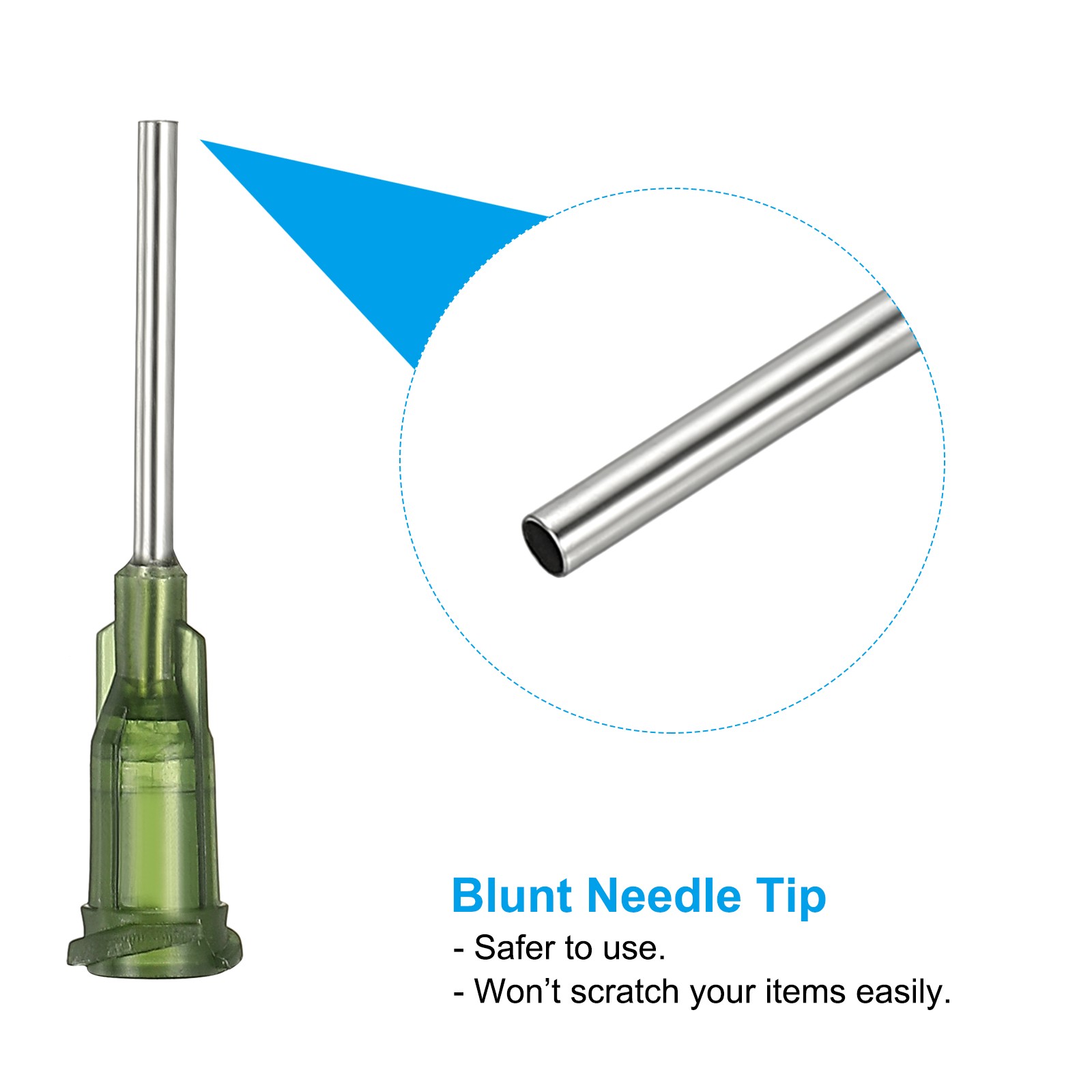 14Ga Dispensing Needles, 68PCS 1inch Blunt Tip Dispensing Needle, Dark Green