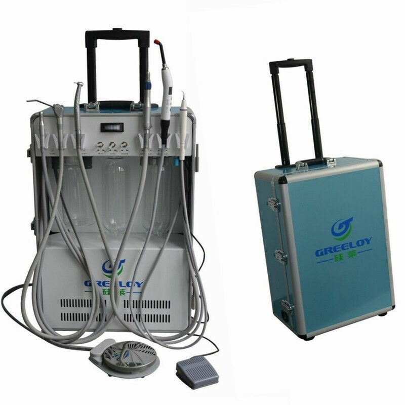 Greeloy Dental Unit with Air Compressor Ultrasonic Scaler Curing Light 4 Hole US