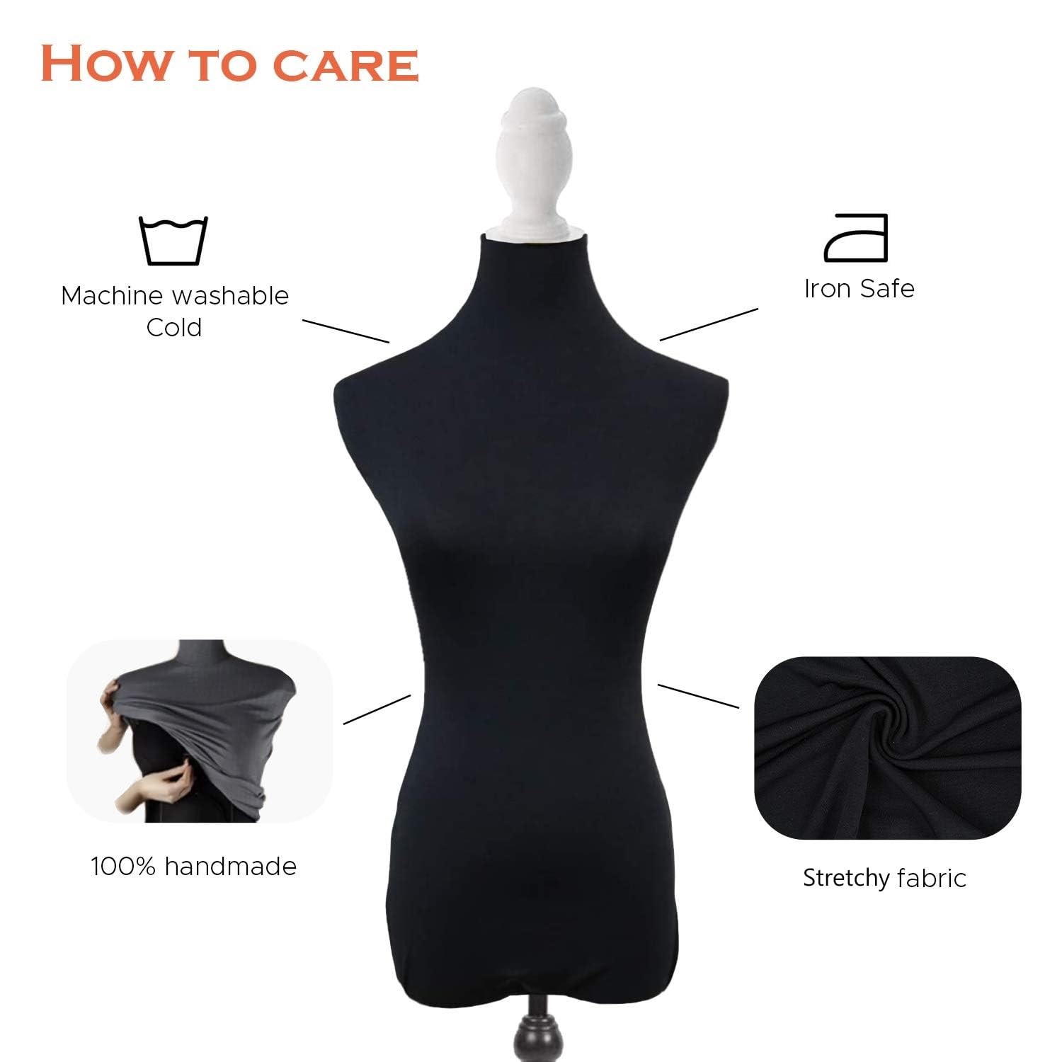 NAVADEAL Black Superb Mannequin Fabric Cover, Soft Stretchy, for Fashion