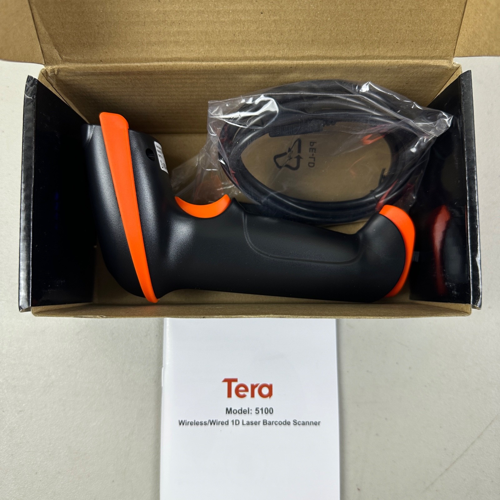 Tera Barcode Scanner Wireless 1D Laser Cordless Barcode Reader USB 5100 Orange