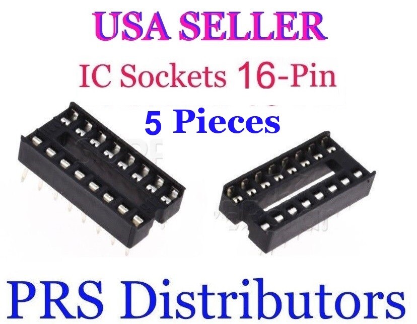 5 Pieces IC SOCKET 16-Pin DIP Solder Type PC Mount 16 Pin IC Socket USA SELLER