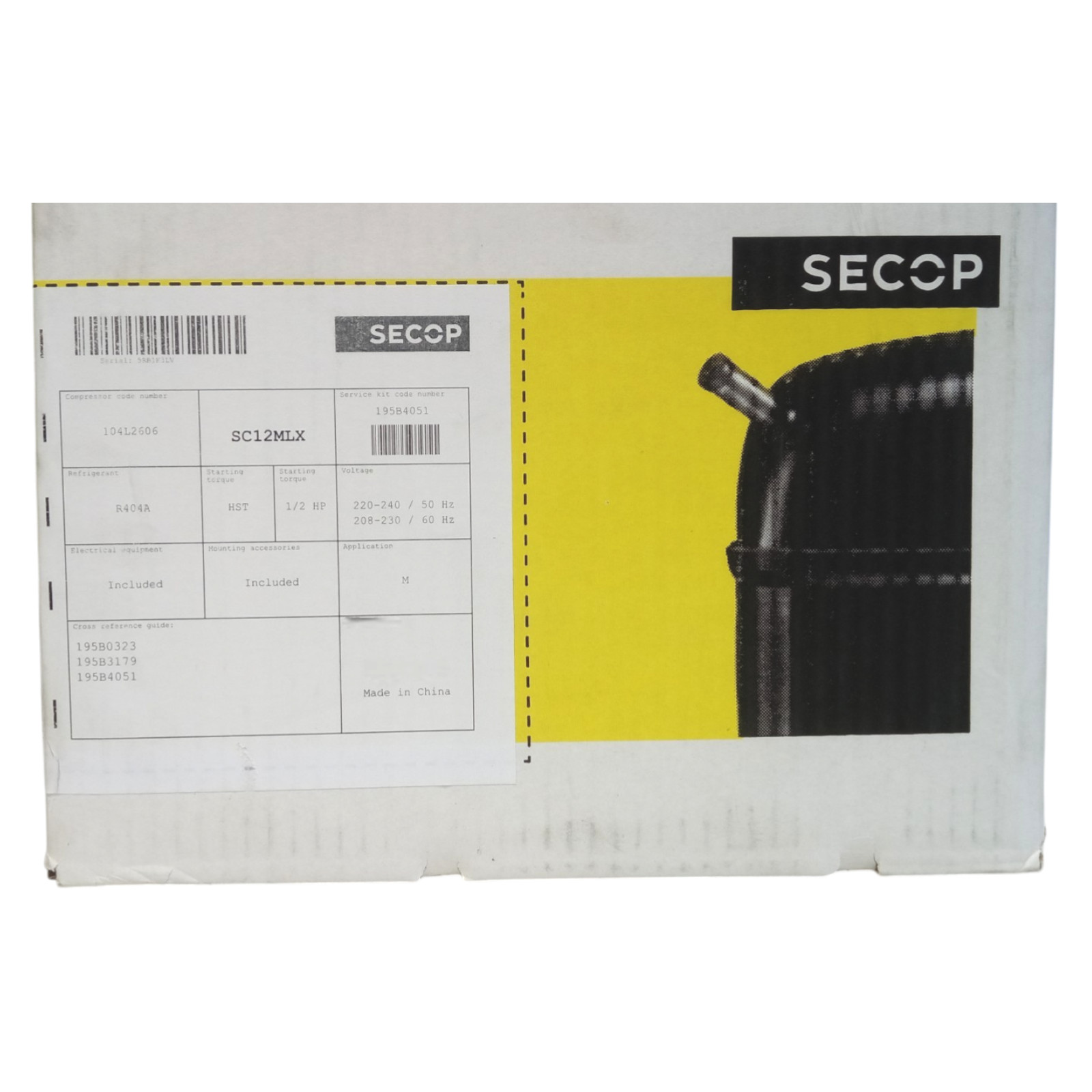 Secop SC12MLX.2 Secop Compressor R404A R507 1/2+HP 240V